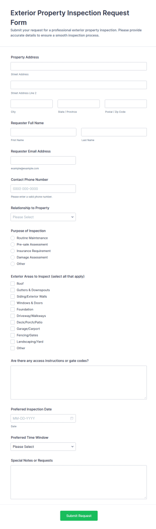 Exterior Property Inspection Request Form Template
