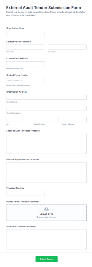 External Audit Tender Submission Form Template