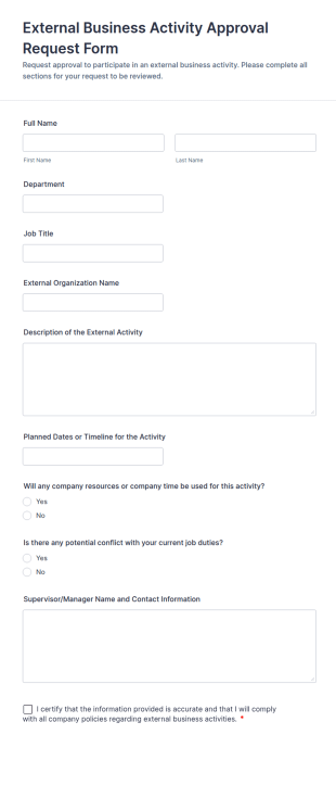 External Business Activity Approval Request Form Template