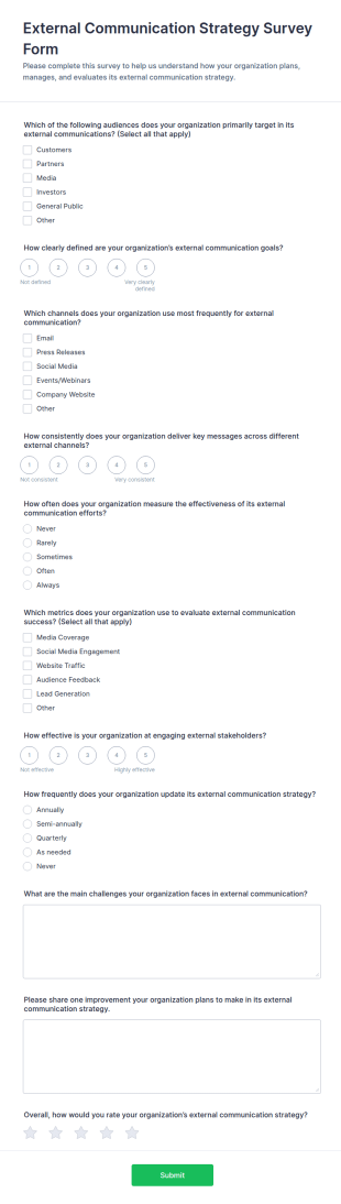 External Communication Strategy Survey Form Template