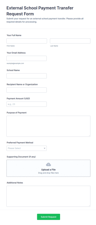 External School Payment Transfer Request Form Template