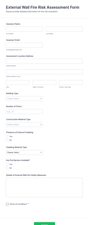 External Wall Fire Risk Assessment Form Template