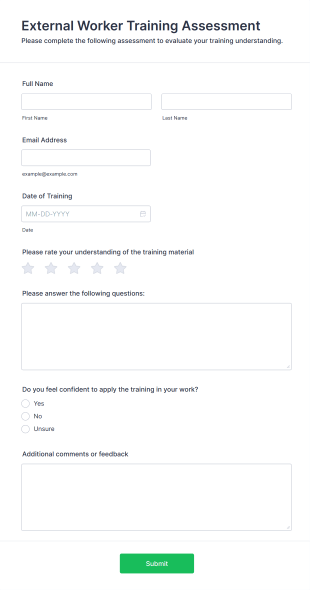 External Worker Training Assessment Form Template