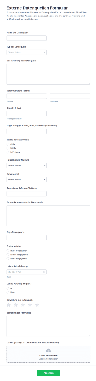 Externe Datenquellen Form