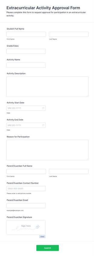 Extracurricular Activity Approval Form Template
