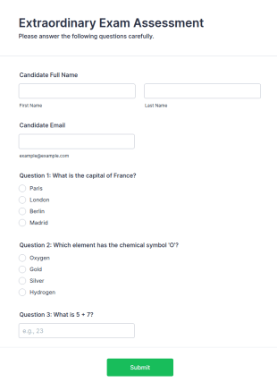Extraordinary Exam Assessment Form Template