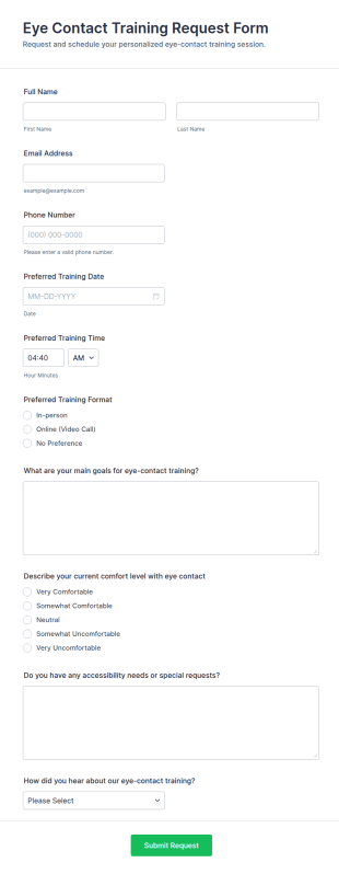 Eye Contact Training Request Form Template