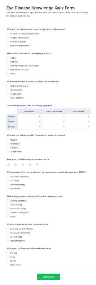 Eye Disease Knowledge Quiz Form Template