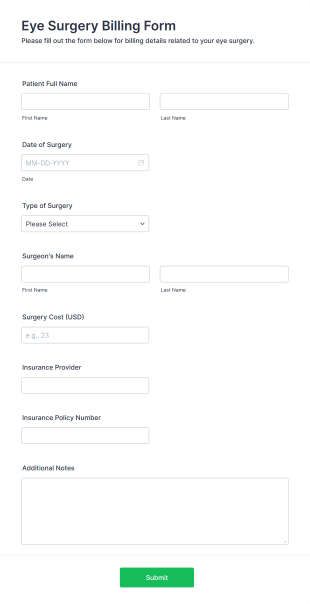 Eye Surgery Billing Form Template