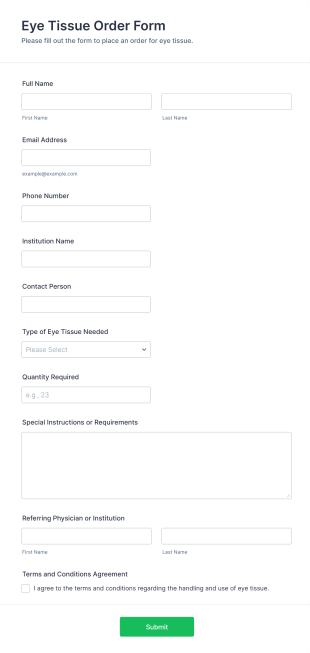 Eye Tissue Order Form Template