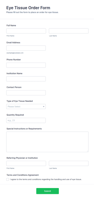 Eye Tissue Order Form Template