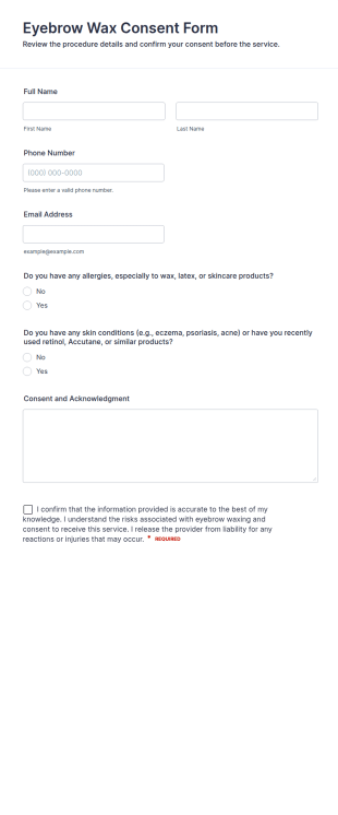 Eyebrow Wax Consent Form Template