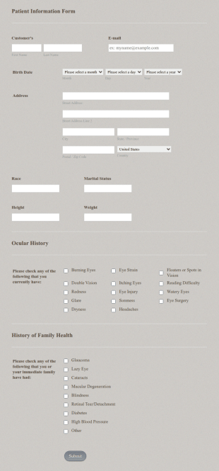 Eyecare Associates Form Template