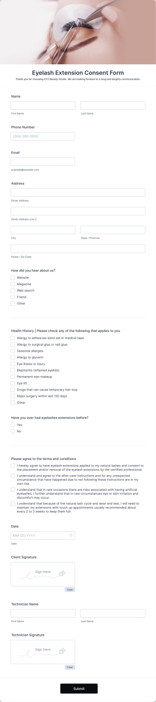 Eyelash Extension Consent Form Template