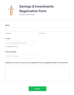 Saving And Investment Seminar Registration Form Template
