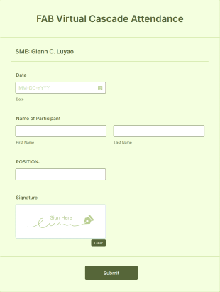 FAB Attendance Form Template