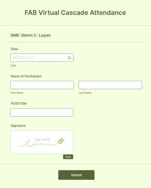 FAB Attendance Form Template
