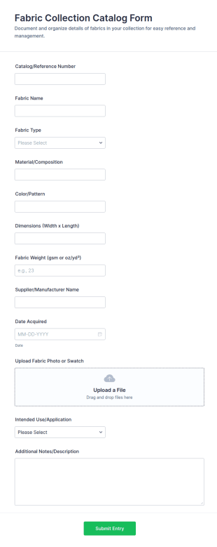 Fabric Collection Catalog Form Template