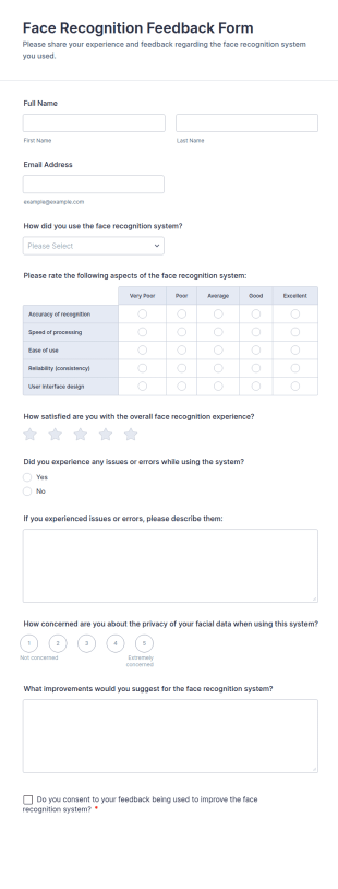 Face Recognition Feedback Form Template