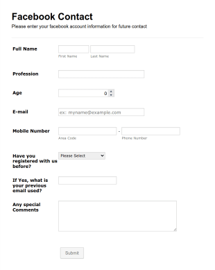 Facebook Contact Form Template