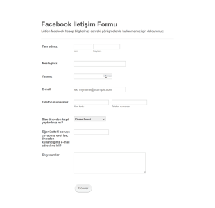 Facebook İletişim Form Şablonu