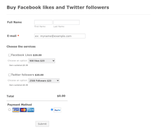 Facebook Likes And Twitter Followers Form Template