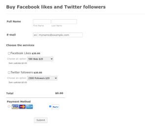 Facebook Likes And Twitter Followers Form Template