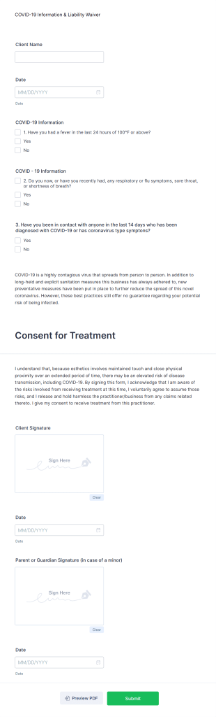 Editable Covid 19 Consent Form Template
