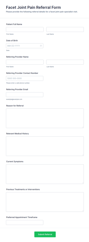 Facet Joint Pain Referral Form Template