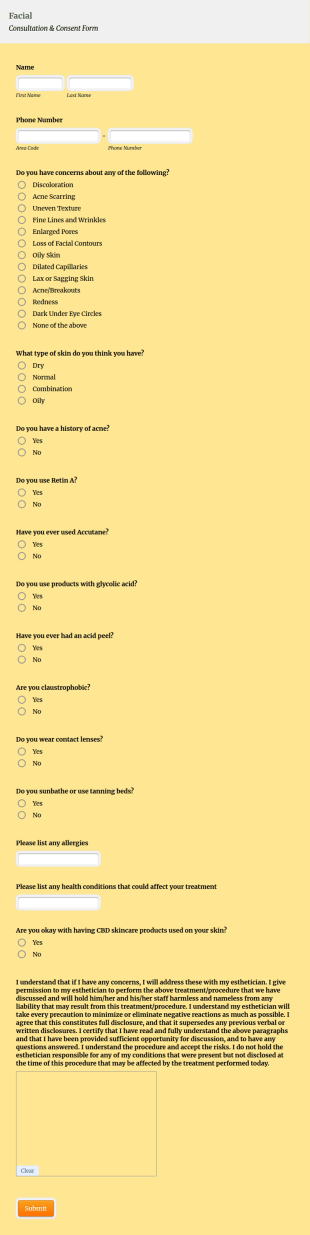Facial Consent Form Template
