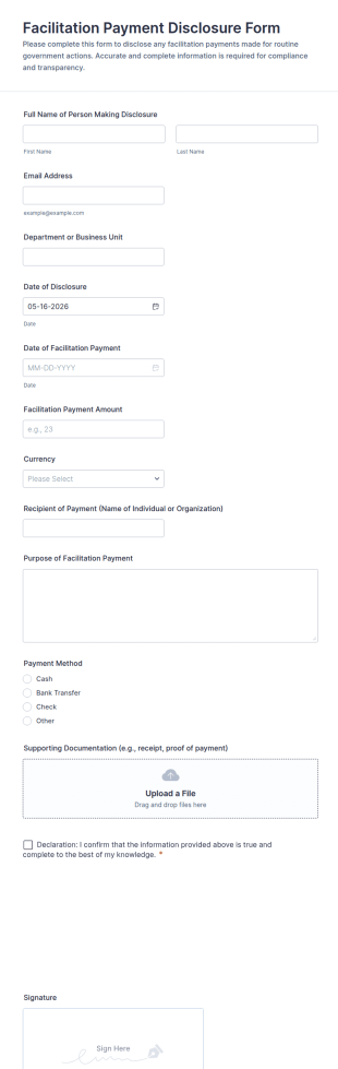 Facilitation Payment Disclosure Form Template