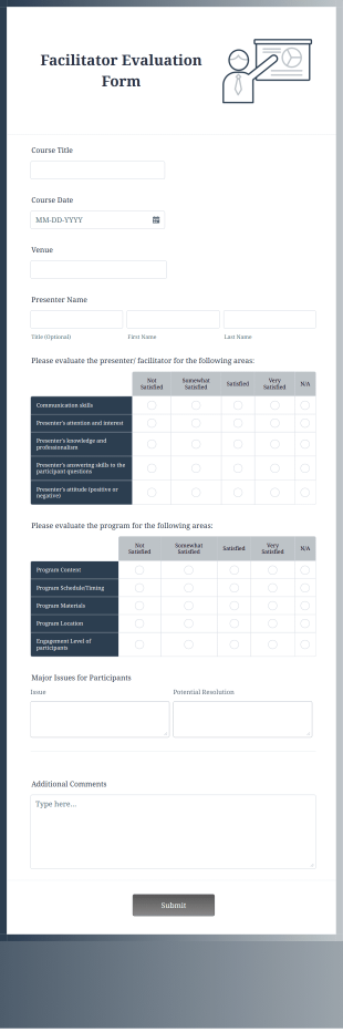 Facilitator Evaluation Form Template