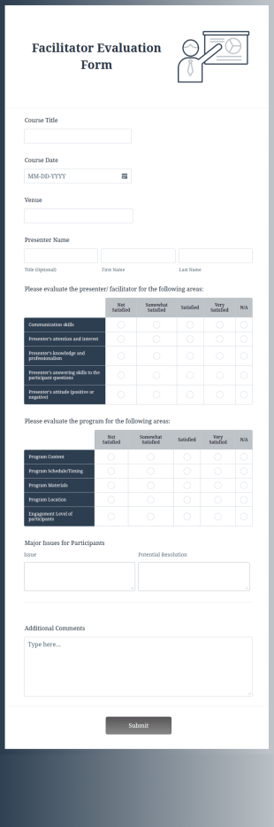Facilitator Evaluation Form Template