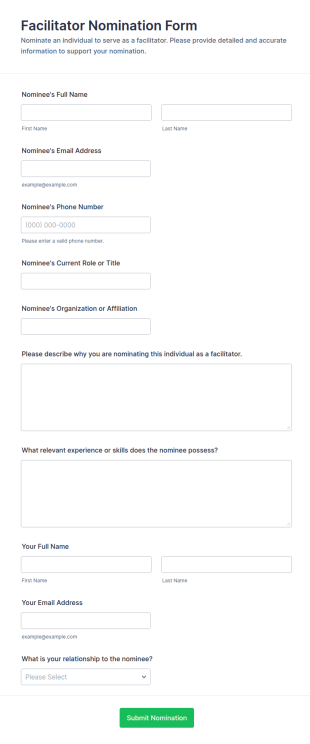 Facilitator Nomination Form Template