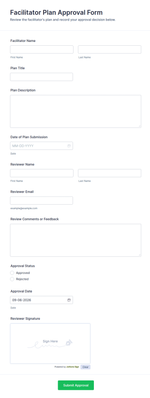 Facilitator Plan Approval Form Template