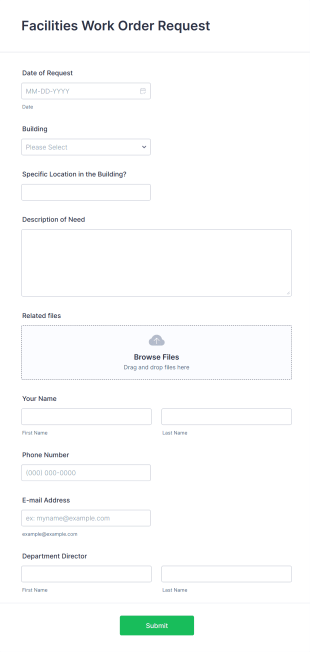 Facilities Work Order Request Form Template