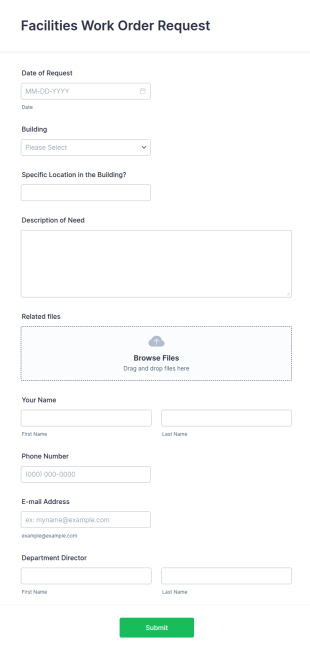 Facilities Work Order Request Form Template