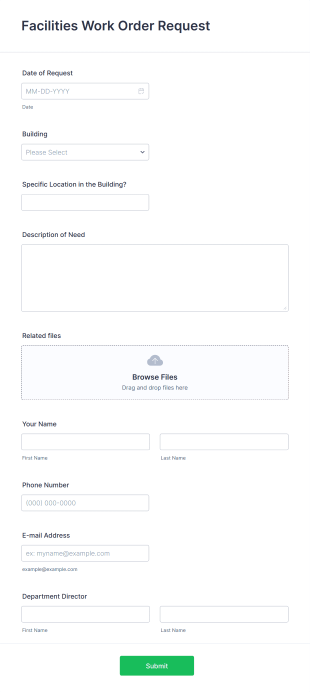 Facilities Work Order Request Form Template