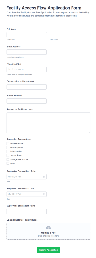 Facility Access Flow Application Form Template