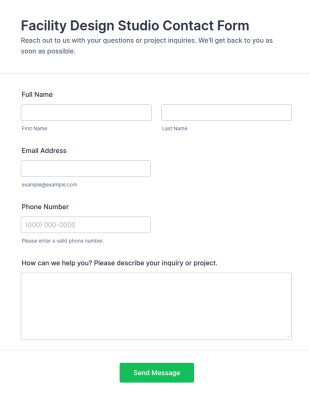 Facility Design Studio Contact Form Template