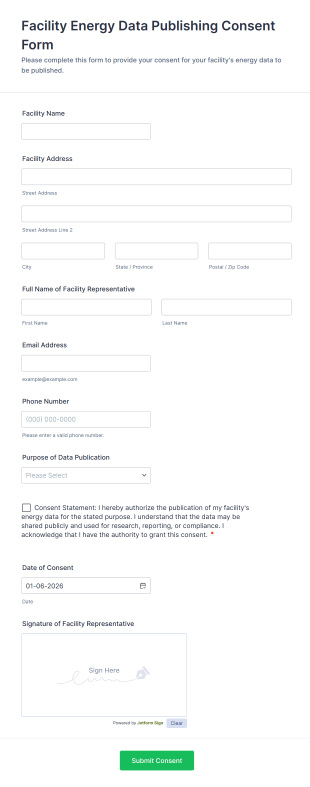 Facility Energy Data Publishing Consent Form Template