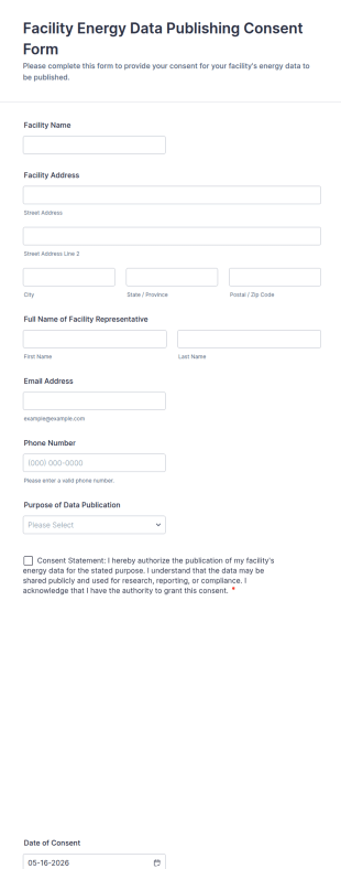 Facility Energy Data Publishing Consent Form Template