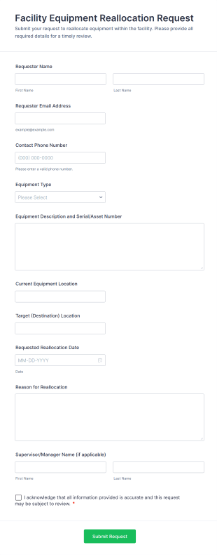 Facility Equipment Reallocation Request Form Template