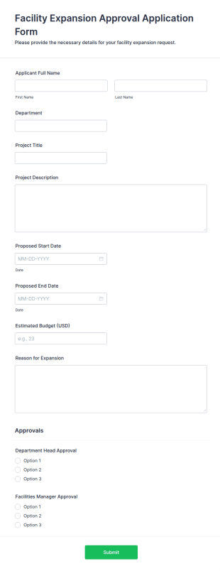Facility Expansion Approval Application Form Template