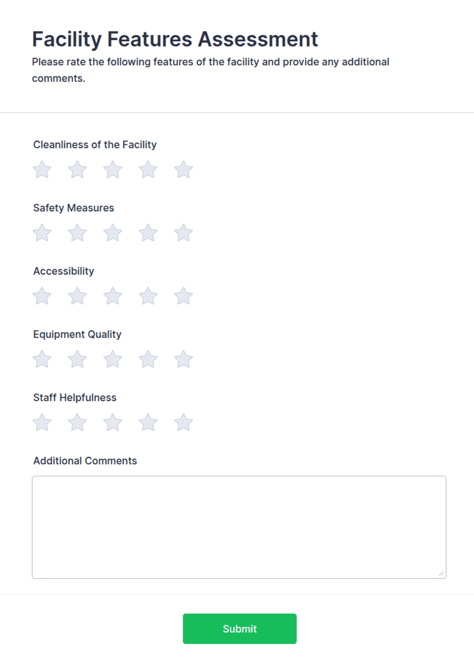 Feature Form.pdf Facility Features Assessment Form Template | Jotform