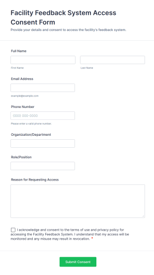 Facility Feedback System Access Consent Form Template