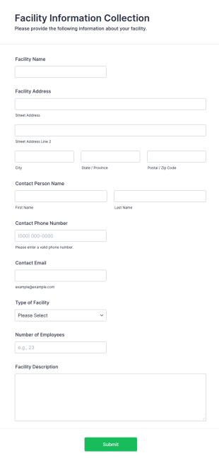 Facility Information Collection Form Template