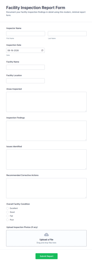 Facility Inspection Report Form Template