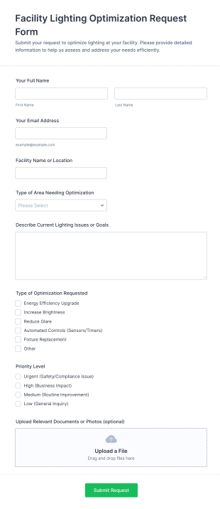 Facility Lighting Optimization Request Form Template
