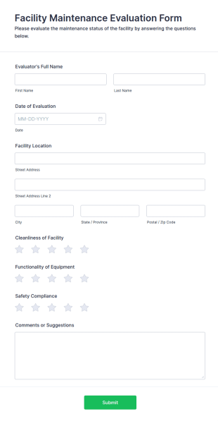 Facility Maintenance Evaluation Form Template